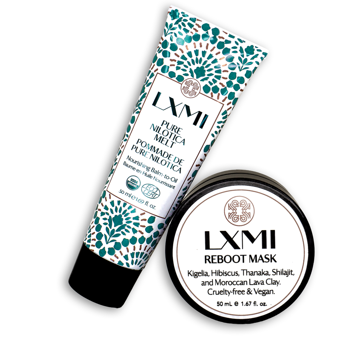 Waterless treatment mask and slugging balm for barrier repair with LXMI's Self-care Duo