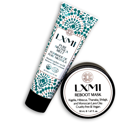 Waterless treatment mask and slugging balm for barrier repair with LXMI's Self-care Duo
