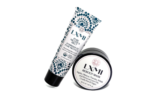 Waterless treatment mask and slugging balm for barrier repair with LXMI's Selfcare Duo